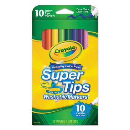Washable Super Tips Markers, Fine/Broad Bullet Tips, Assorted Colors, 10/Set1