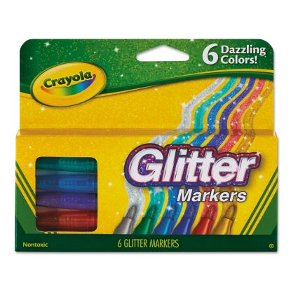 Glitter Markers, Medium Bullet Tip, Assorted Colors, 6/Set1