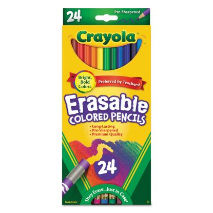 Erasable Color Pencil Set, 3.3 mm, 2B (#1), Assorted Lead/Barrel Colors, 24/Pack1