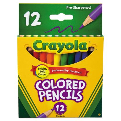 Short-Length Colored Pencil Set, 3.3 mm, 2B (#1), Assorted Lead/Barrel Colors, Dozen1