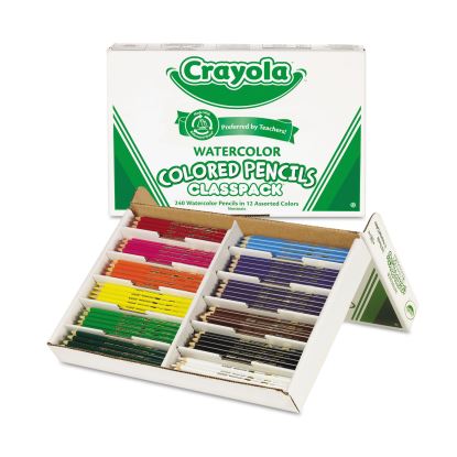 Watercolor Pencil Classpack Set, 3.3 mm, 2B (#1), Assorted Lead/Barrel Colors, 240/Pack1