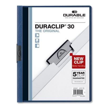 DuraClip Report Cover, Clip Fastener, Clear/Dark Blue, 25/Box1