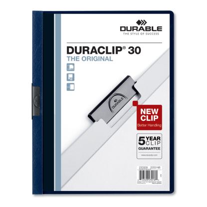 DuraClip Report Cover, Clip Fastener, 8.5 x 11, Clear/Navy, 25/Box1