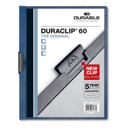 DuraClip Report Cover, Clip Fastener, 8.5 x 11, Clear/Dark Blue, 25/Box1