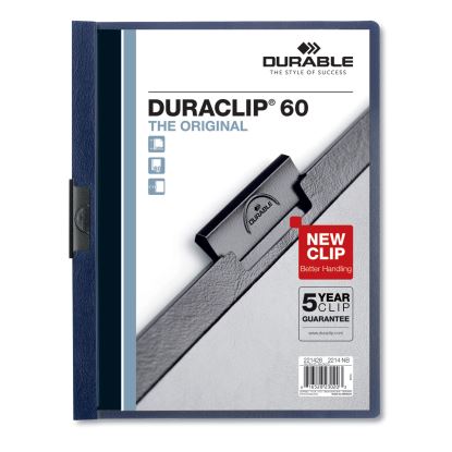 DuraClip Report Cover with Clip Fastener, 8.5 x 11, Clear/Navy, 25/Box1