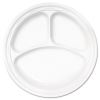 Famous Service Plastic Dinnerware, Plate, 3-Compartment, 10.25" dia, White, 125/Pack, 4 Packs/Carton1