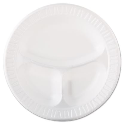 Laminated Foam Dinnerware, Plate, 3-Compartment, 10.25" dia, White, 125/Pack, 4 Packs/Carton1