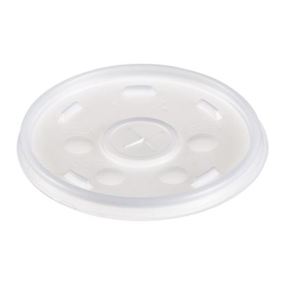 Plastic Lids for Foam Cups, Bowls and Containers, Flat with Straw Slot, Fits 6-14 oz, Translucent, 1,000/Carton1