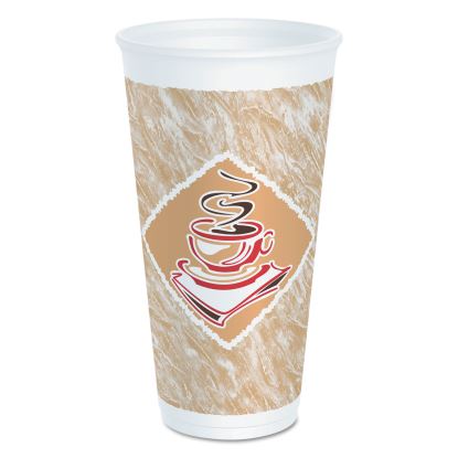 Cafe G Foam Hot/Cold Cups, 20 oz, Brown/Red/White, 20/Pack1