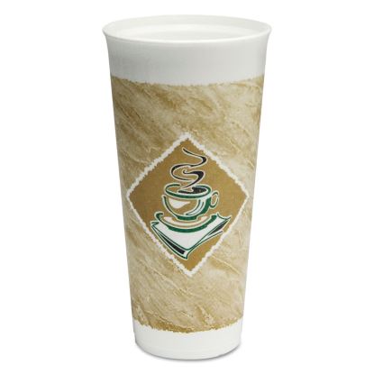Cafe G Foam Hot/Cold Cups, 24 oz, Brown/Green/White, 20/Bag, 25 Bags/Carton1