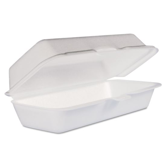 Foam Hinged Lid Container, Hot Dog Container, 3.8 x 7.1 x 2.3, White,125/Bag, 4 Bags/Carton1