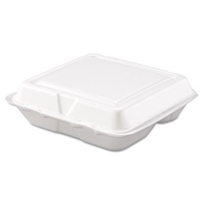 Foam Hinged Lid Containers, 3-Compartment, 7.5 x 8 x 2.3, White, 200/Carton1