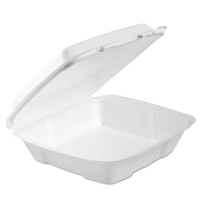 Foam Hinged Lid Container, Performer Perforated Lid, 9 x 9.4 x 3, White, 100/Bag, 2 Bag/Carton1