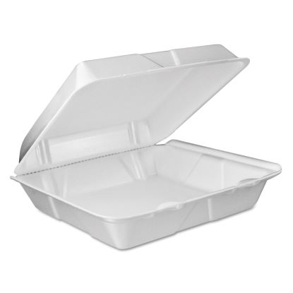 Foam Hinged Lid Container, Vented Lid, 9 x 9.4 x 3, White, 100/Pack, 2 Packs/Carton1