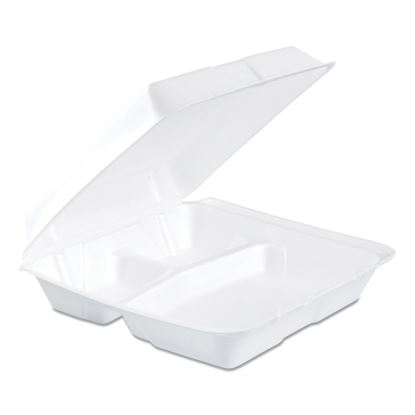 Foam Hinged Lid Containers, 3-Compartment, 9.25 x 9.5 x 3, White, 200/Carton1