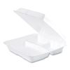 Foam Hinged Lid Containers, 3-Compartment, 9.25 x 9.5 x 3, White, 200/Carton2
