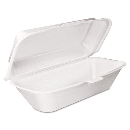 Foam Hinged Lid Container, Hoagie Container with Removable Lid, 5.3 x 9.8 x 3.3, White, 125/Bag, 4 Bags/Carton1