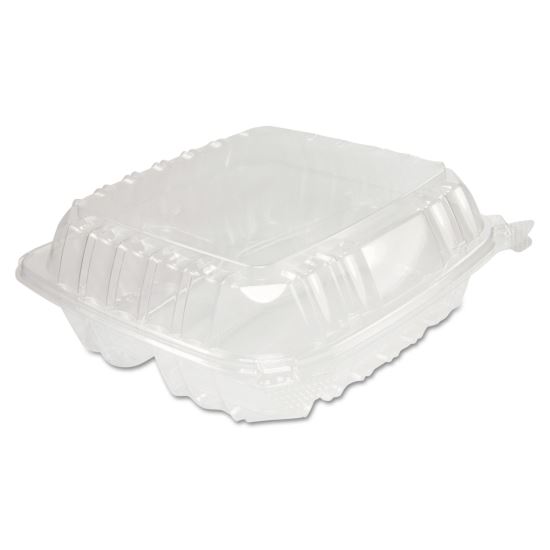 ClearSeal Hinged-Lid Plastic Containers, 8.25 x 8.25 x 3, Clear, 125/Pack, 2 Packs/Carton1