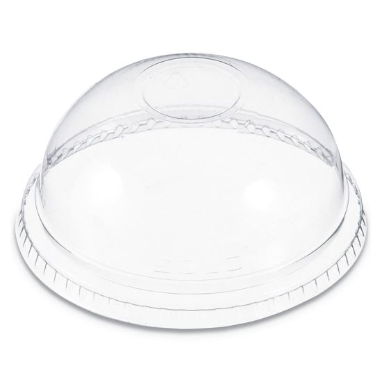 Plastic Dome Lid, No-Hole, Fits 9 oz to 22 oz Cups, Clear, 100/Sleeve, 10 Sleeves/Carton1