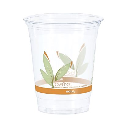 Bare Eco-Forward RPET Cold Cups, 12 oz to 14 oz, Leaf Design, Clear, Squat, 50/Pack1