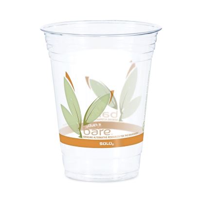 Bare Eco-Forward RPET Cold Cups, 16 oz to 18 oz, Leaf Design, Clear, 50/Pack1