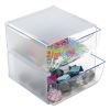 Stackable Cube Organizer, 2 Compartments, 2 Drawers, Plastic, 6 x 7.2 x 6, Clear2