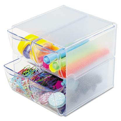 Stackable Cube Organizer, 4 Compartments, 4 Drawers, Plastic, 6 x 7.2 x 6, Clear1