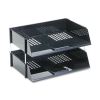 Industrial Tray Side-Load Stacking Tray Set, 2 Sections, Letter to Legal Size Files, 16.38" x 11.13" x 3.5", Black, 2/Pack2