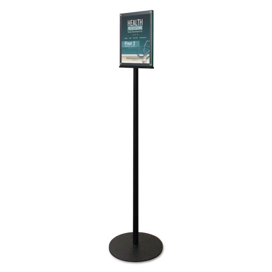 Double-Sided Magnetic Sign Display, 8 1/2 x 11 Insert, 56" Tall, Clear/Black1