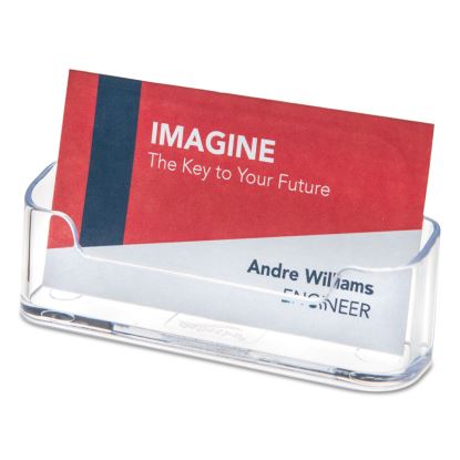 Horizontal Business Card Holder, Holds 50 Cards, 3.88 x 1.38 x 1.81, Plastic, Clear1