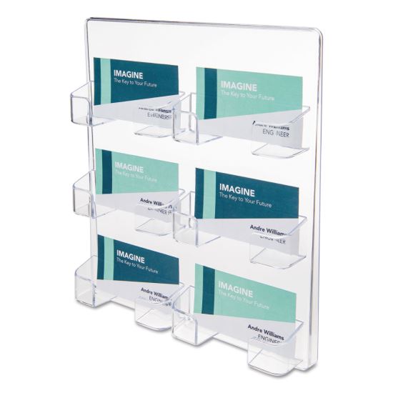 6-Pocket Business Card Holder, Holds 480 Cards, 8.5 x 1.63 x 9.75, Plastic, Clear1