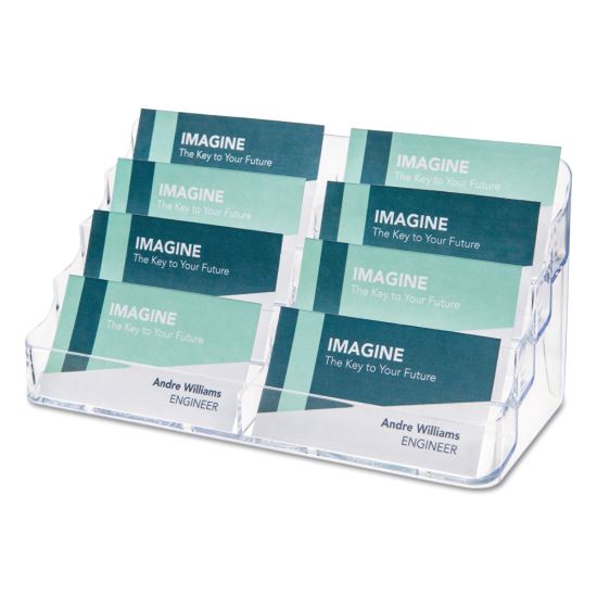 8-Pocket Business Card Holder, Holds 400 Cards, 7.78 x 3.5 x 3.38, Plastic, Clear1