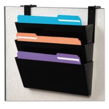 DocuPocket Stackable Three-Pocket Partition Wall File, 3 Sections, Letter Size, 13" x 4", Black1