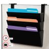 DocuPocket Stackable Three-Pocket Partition Wall File, 3 Sections, Letter Size, 13" x 4", Black2