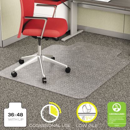 EconoMat Occasional Use Chair Mat, Low Pile Carpet, Flat, 36 x 48, Lipped, Clear1