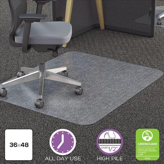 All Day Use Chair Mat - All Carpet Types, 36 x 48, Rectangular, Clear1