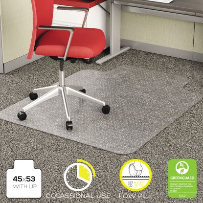 EconoMat Occasional Use Chair Mat for Low Pile Carpet, 45 x 53, Wide Lipped, Clear1
