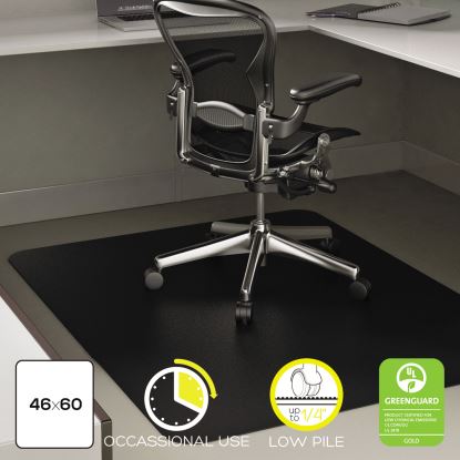 EconoMat Occasional Use Chair Mat for Low Pile Carpet, 46 x 60, Rectangular, Black1