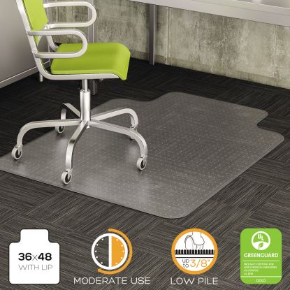 DuraMat Moderate Use Chair Mat, Low Pile Carpet, Flat, 36 x 48, Lipped, Clear1