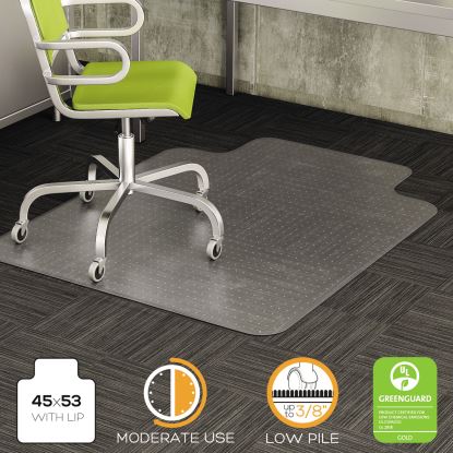 DuraMat Moderate Use Chair Mat for Low Pile Carpet, 45 x 53, Wide Lipped, Clear1