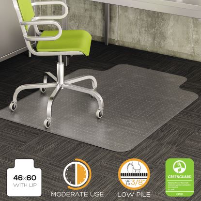 DuraMat Moderate Use Chair Mat for Low Pile Carpet, 46 x 60, Wide Lipped, Clear1