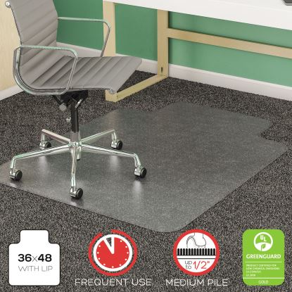 SuperMat Frequent Use Chair Mat, Med Pile Carpet, Flat, 36 x 48, Lipped, Clear1