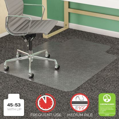 SuperMat Frequent Use Chair Mat for Medium Pile Carpet, 45 x 53, Wide Lipped, Clear1