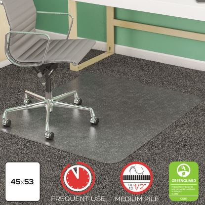 SuperMat Frequent Use Chair Mat, Med Pile Carpet, 45 x 53, Beveled Rectangle, Clear1