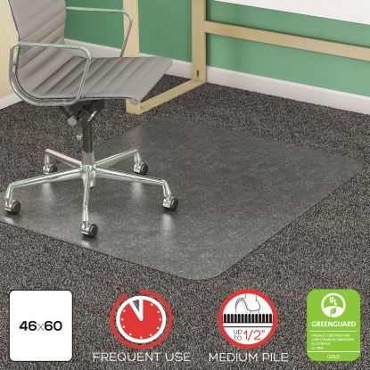 SuperMat Frequent Use Chair Mat, Medium Pile Carpet, Flat, 46 x 60, Rectangle, Clear1