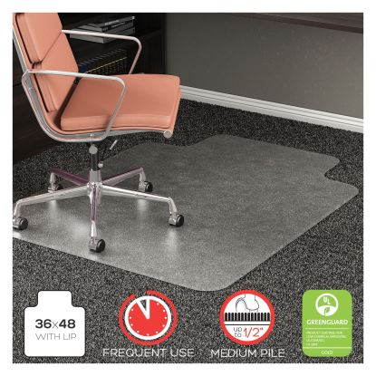 RollaMat Frequent Use Chair Mat, Med Pile Carpet, Flat, 36 x 48, Lipped, Clear1