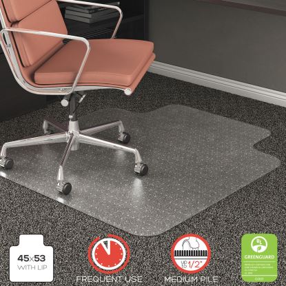RollaMat Frequent Use Chair Mat, Med Pile Carpet, Flat, 45 x 53, Wide Lipped, Clear1