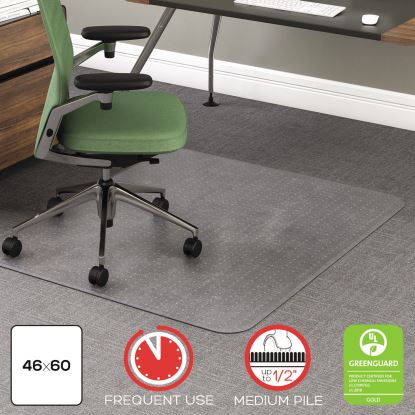 RollaMat Frequent Use Chair Mat, Medium Pile Carpet, Flat, 46 x 60, Rectangle, Clear1