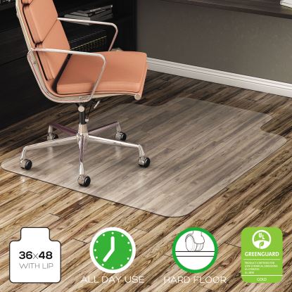 EconoMat All Day Use Chair Mat for Hard Floors, 36 x 48, Lipped, Clear1