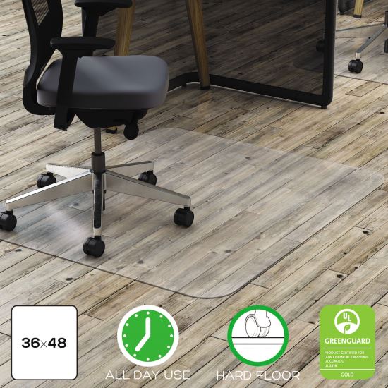 All Day Use Chair Mat - Hard Floors, 36 x 48, Rectangular, Clear1